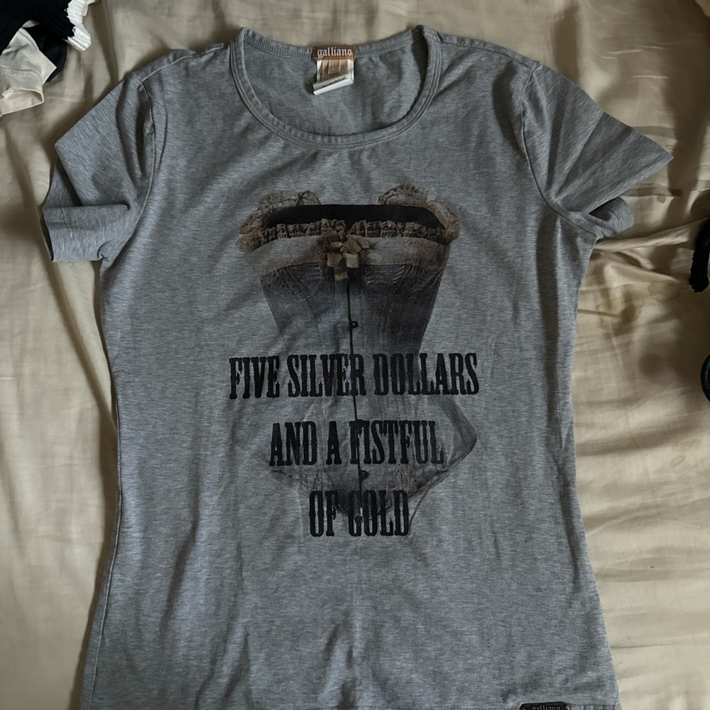 Galliano Designer Graphic Tee with Unique Print
